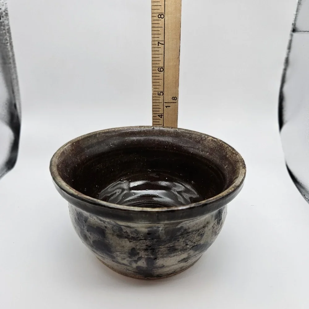Vtg Hand Crafted Signed Studio Art Pottery Pot/Bowl, Glazed Stoneware